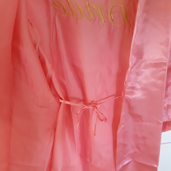 Bride Pink Satin Kimono Robe - Picture 5 of 9